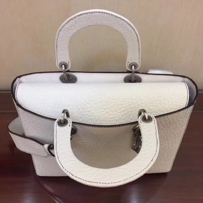 Dior Large Lady Dior Bag In White Canyon Grained Lambskin