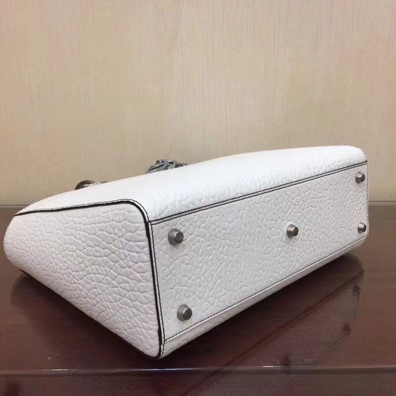 Dior Large Lady Dior Bag In White Canyon Grained Lambskin