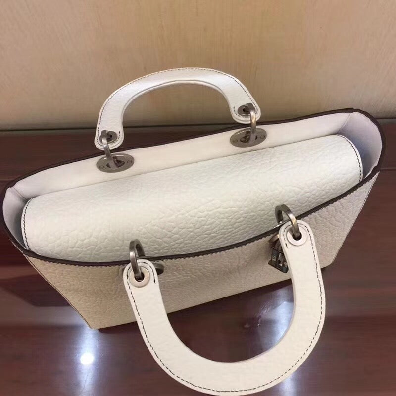 Dior Large Lady Dior Bag In White Canyon Grained Lambskin