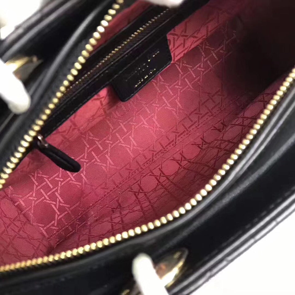 Dior Large Lady Dior Bag In Black Lambskin