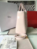 Dior Large Lady Dior Bag In Beige Patent Leather