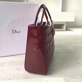 Dior Large Lady Dior Bag In Bordeaux Patent Leather