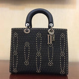 Dior Large Lady Dior Bag In Black Studded Calfskin