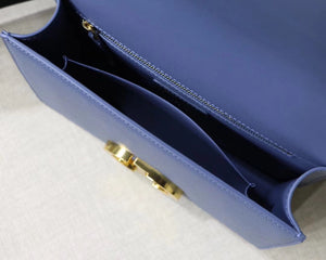 Dior 30 Montaigne Bag In Denim Blue Grained Calfskin