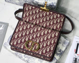 Dior 30 Montaigne Bag In Burgundy Oblique Jacquard Canvas