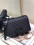 Dior 30 Montaigne Chain Bag In Black Braided Lambskin