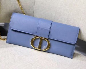 Dior 30 Montaigne Clutch Bag In Denim Blue Calfskin