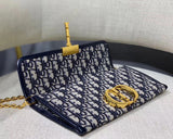 Dior 30 Montaigne Clutch Bag In Blue Oblique Canvas