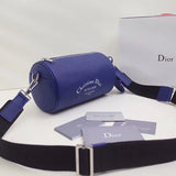 Dior Roller Pouch In Blue Grained Calfskin