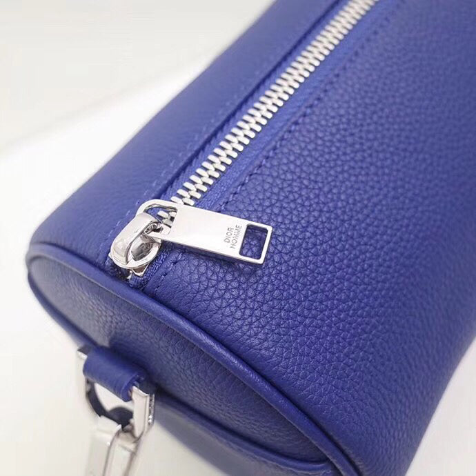 Dior Roller Pouch In Blue Grained Calfskin