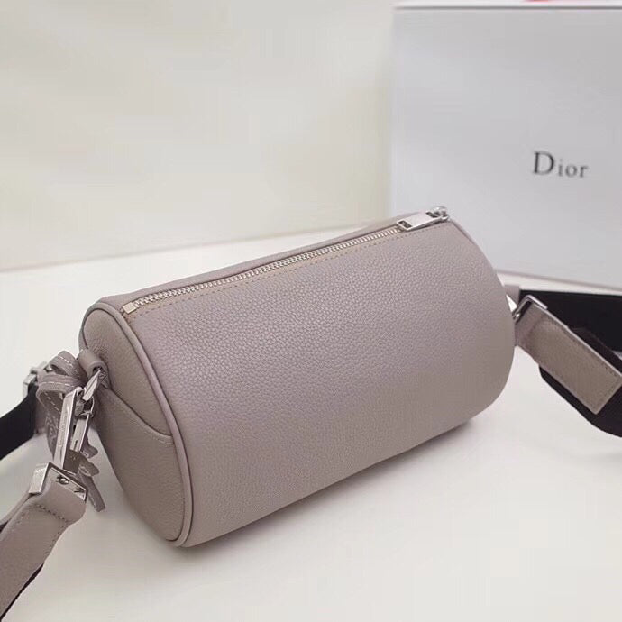 Dior Roller Pouch In Grey Grained Calfskin