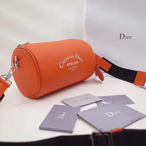 Dior Roller Pouch In Orange Grained Calfskin