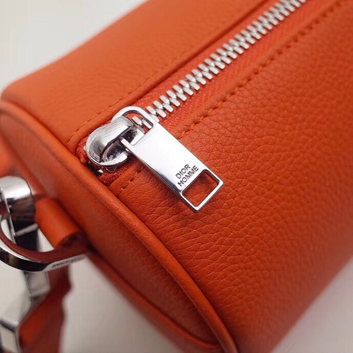 Dior Roller Pouch In Orange Grained Calfskin