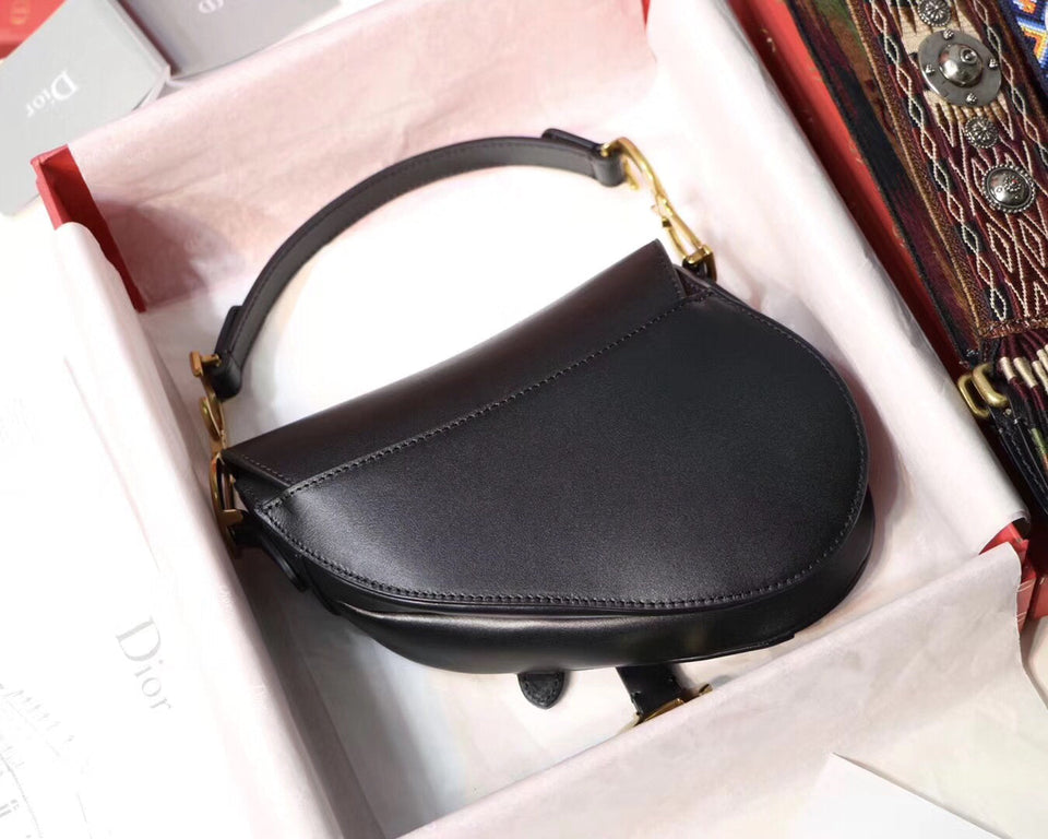 Dior Mini Saddle Bag In Black Calfskin