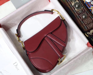 Dior Mini Saddle Bag In Red Calfskin