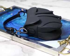 Dior Mini Saddle Bag In Black Ultra Matte Leather