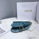 Dior Mini Saddle Bag In Sea Green Velvet