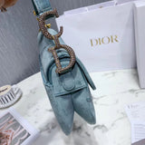 Dior Mini Saddle Bag In Sea Green Velvet