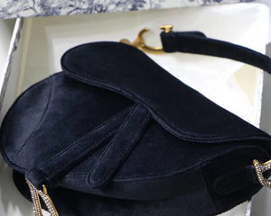 Dior Mini Saddle Bag In Black Velvet