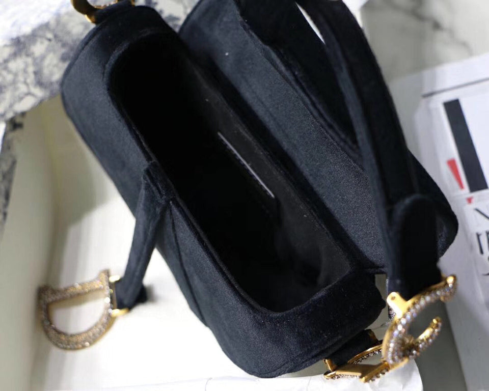 Dior Mini Saddle Bag In Black Velvet