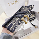 Dior Saddle Pochette In Blue Oblique Canvas