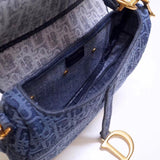 Dior Saddle Bag In Denim Blue Dior Oblique Canvas