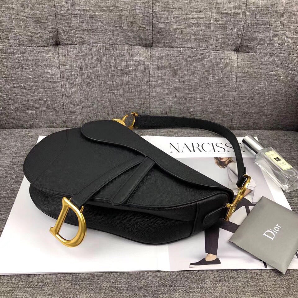 Dior Saddle Bag In Black Grained Calfskin