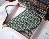 Dior Saddle Bag In Green Oblique Jacquard Canvas