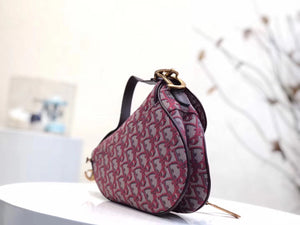 Dior Saddle Bag In Bordeaux Oblique Jacquard Canvas