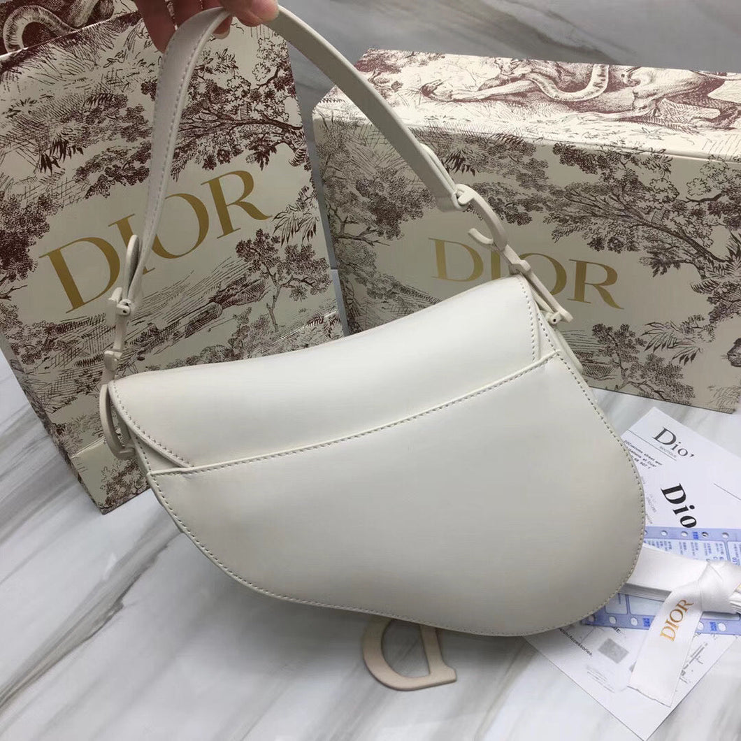 Dior Saddle Bag In White Matte Calfskin