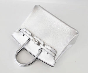 Hermes Birkin 25 Ultra Rare Metallic Silver Chevre Palladium Hardware