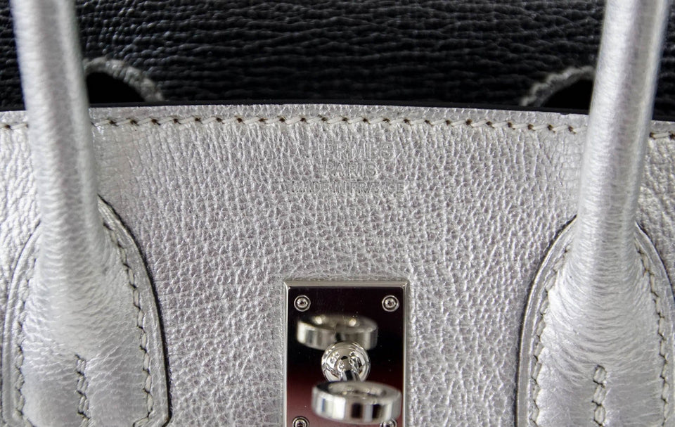 Hermes Birkin 25 Ultra Rare Metallic Silver Chevre Palladium Hardware