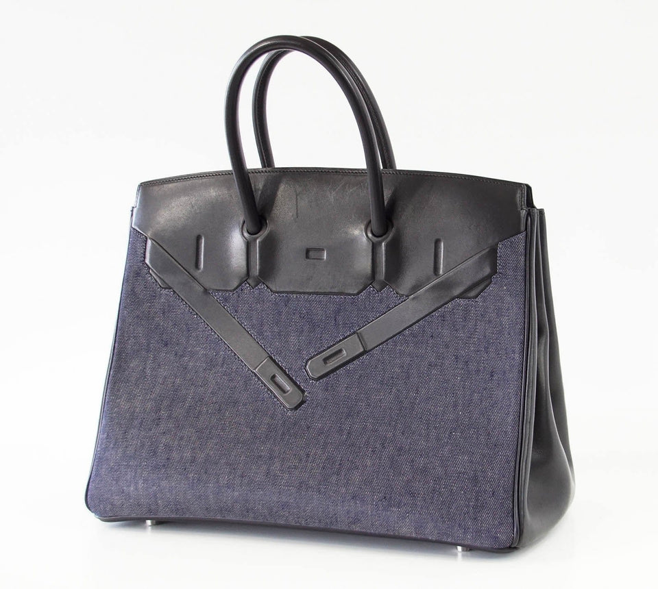 Hermes Birkin 35 Bag Rare Limited Edition Denim Shadow