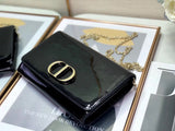 Dior 30 Montaigne Wallet On Chain In Black Patent Calfskin