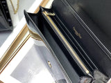 Dior 30 Montaigne Wallet On Chain In Black Patent Calfskin