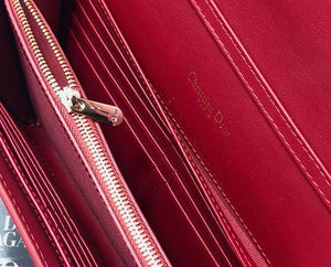 Dior 30 Montaigne Wallet On Chain In Red Patent Calfskin