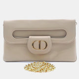 Christian Beige Leather Double Medium Clutch