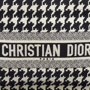 Dior Black/white Embroidered Macro Houndstooth Canvas Medium Book Tote