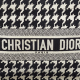 Dior Black/white Embroidered Macro Houndstooth Canvas Medium Book Tote