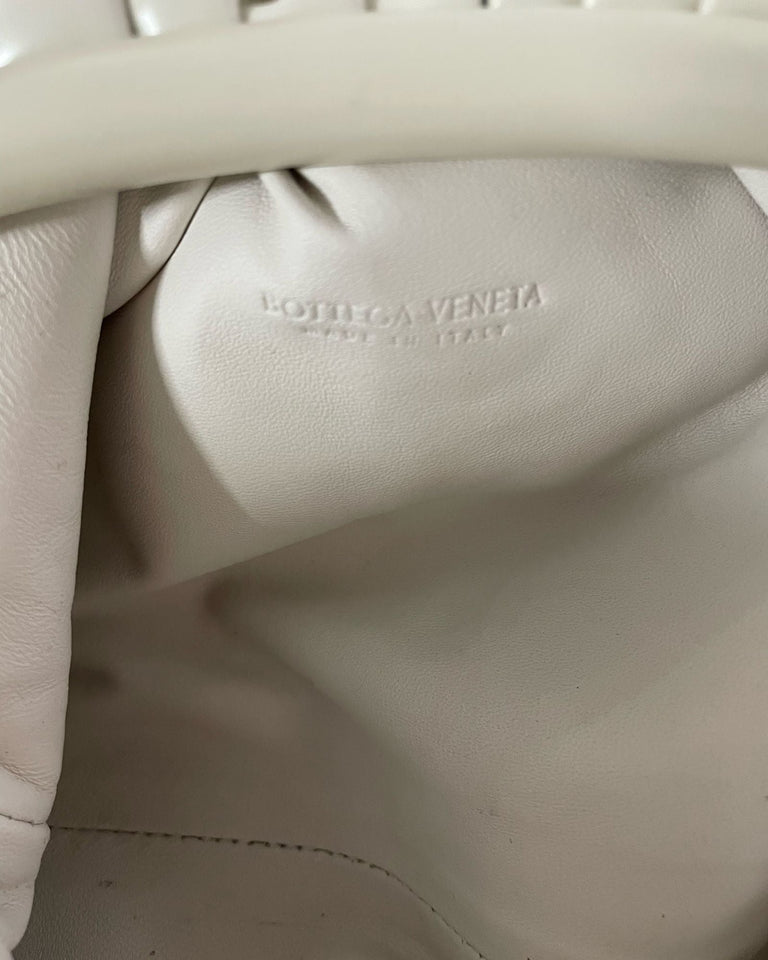 Bottega Veneta Mini Pouch Clutch in White Patent Leather