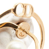 Dior Tribales Gold Metal CD Logo Faux Pearl Swirl Pin Earrings