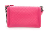 Chanel 2014 Hot Pink New Med Boy Bag Handbag