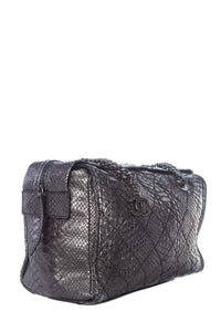 Chanel Gunmetal Python Bowler RHW Handbag