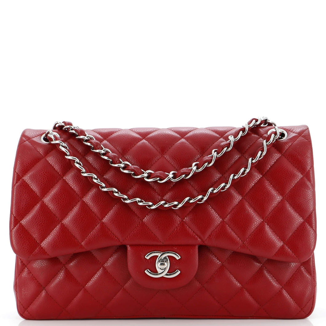 CHANEL Classic Double Flap Bag Quilted Caviar Jumbo