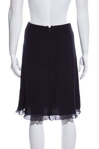 Chanel  '01 Navy Ruffle Hem Skirt SZ 36