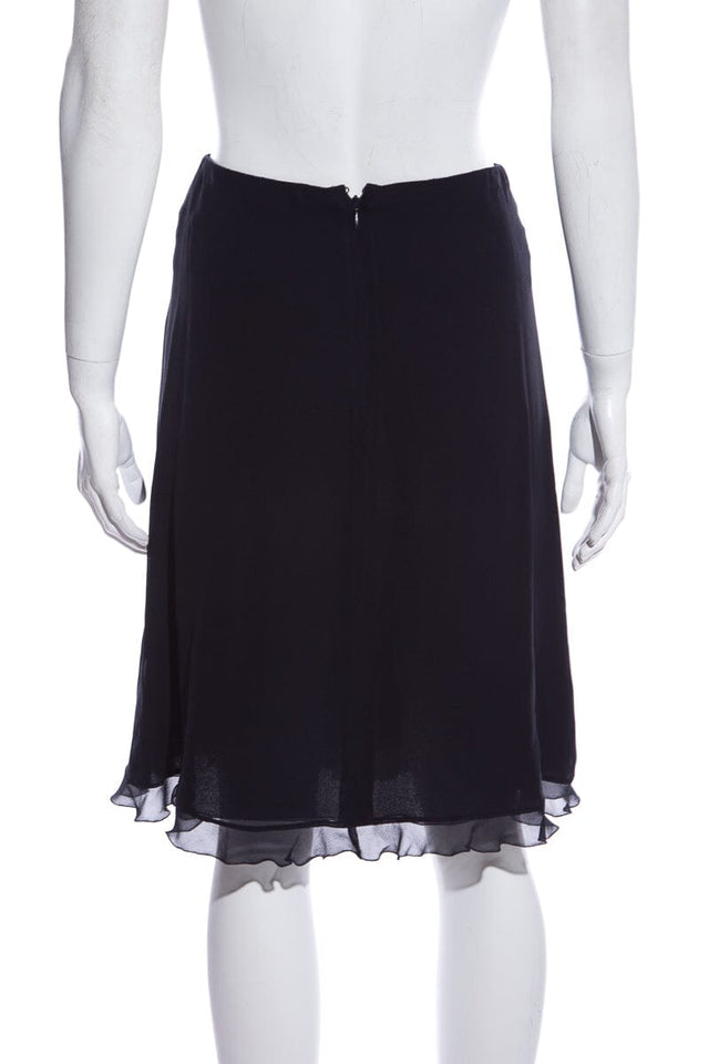 Chanel  '01 Navy Ruffle Hem Skirt SZ 36