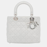 White Medium Lambskin Cannage Lady Dior