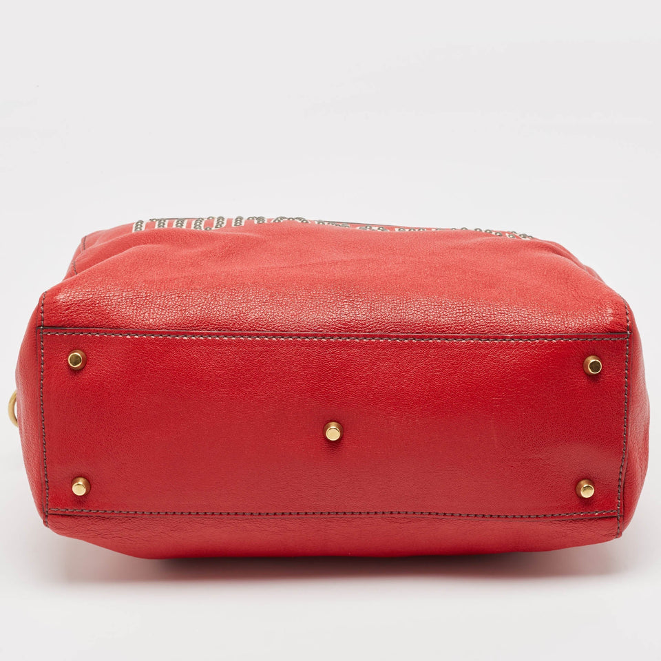 Dior Red Leather Diorangeles Tote