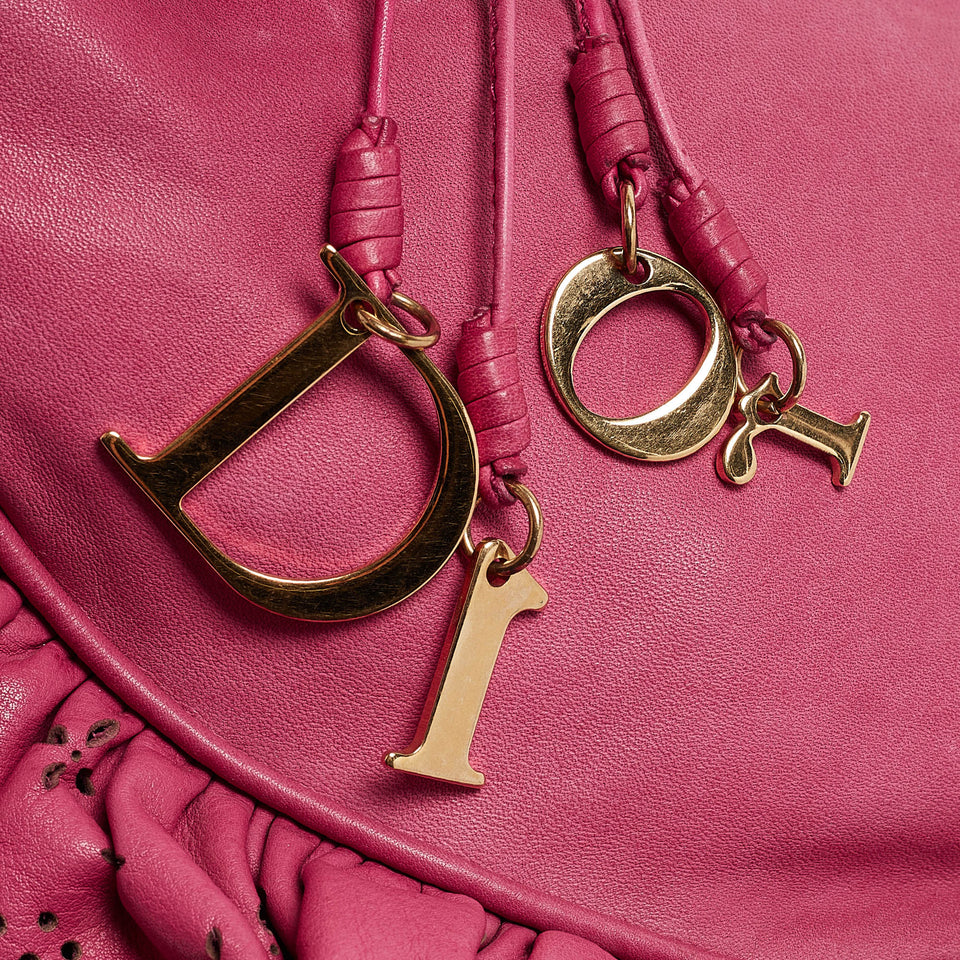 Dior Pink Leather Gipsy Ruffle Hobo