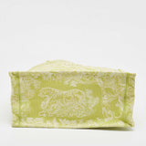Dior Green/white Embroidered Canvas Medium Toile De Jouy Book Tote